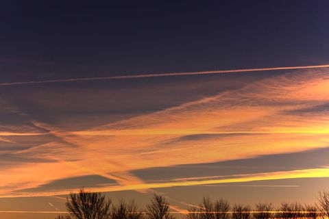 美国，哈特维尔，日出，天空，树木，云天，日落，风景-自然