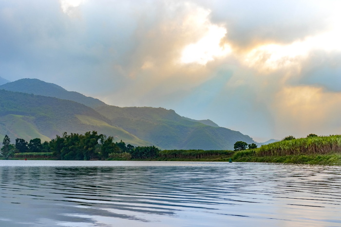 cu de river，north，danang，越南，日落，水，风景-自然，天空