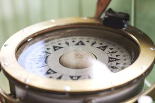 挪威卑尔根，航海，旧，旧，北，罗盘，西