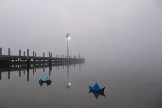 码头，码头，雾，雾，早晨，光，船，船