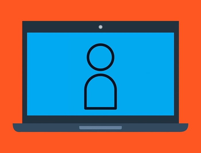 笔记本电脑上显示的用户登录图标。