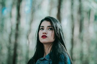 美丽，金发，模糊，特写，眼睛，脸，时尚，女性