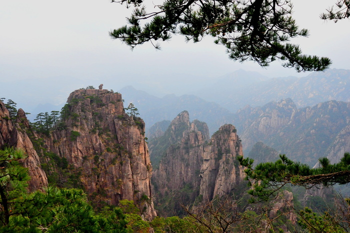 自然，山，景观，岩石，旅游，黄山，中国，云