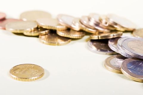 分、特写、特写、硬币、欧元、堆、孤立、珠宝