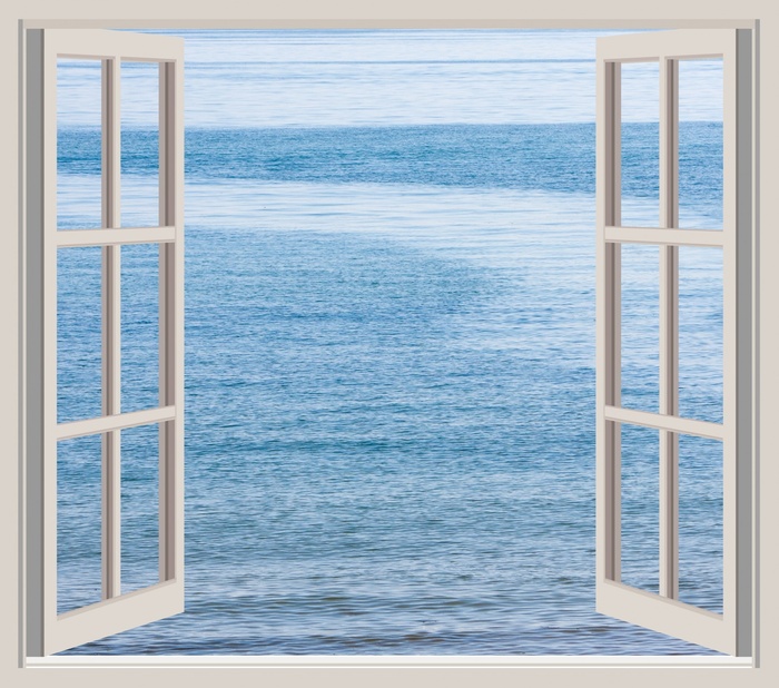 窗口视图、身体、水、海洋、海洋、蓝色、视图、场景