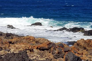 西班牙，兰萨罗特，熔岩，金丝雀，海洋，海浪，铁锈，野生