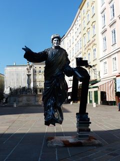 街头艺术家, 哑剧, 雕像, 有色, 人, 人, 莫扎特, 银