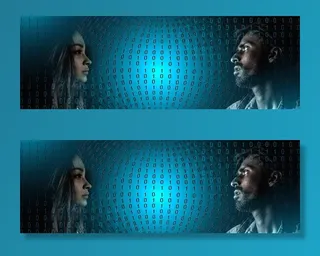 男人，女人，被包围，代码，人，人，一起，交流