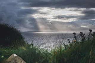 爱尔兰，里斯坎纳，莫尔悬崖，海，云，悬崖，海洋，太阳