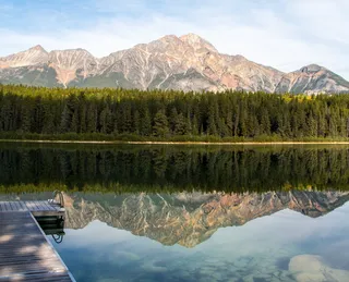 patricia lake，lake，reflection，mountain，jasper，加拿大，park，alberta