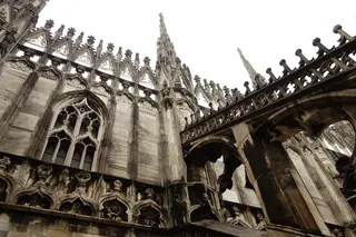 意大利，米兰大教堂，教堂，建筑结构，建筑外观，低角度视图，天空