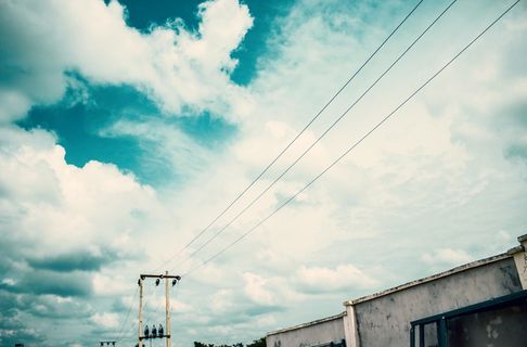 天空，天际线，自然，蓝色，云天，电缆，连接，技术