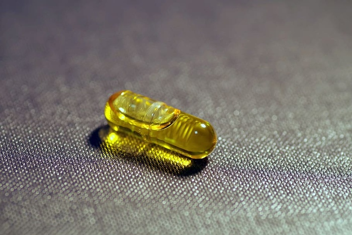 黄色，模糊，颜色，健康，胶囊，特写，鱼肝油，概念