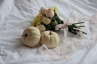 南瓜，布，花，丝带，美丽，白色，装饰，装饰