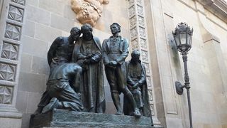 雕像，五人，男人，智者，巴塞罗那，雕像，雕塑，人类表现