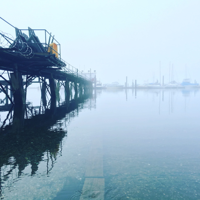 加拿大，moody港，第四大道，dock，water，pacific，ocean，fog
