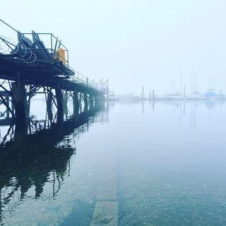 加拿大，moody港，第四大道，dock，water，pacific，ocean，fog