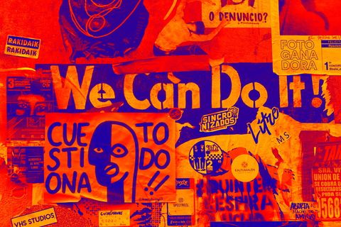 橙色和蓝色我们可以做到海报