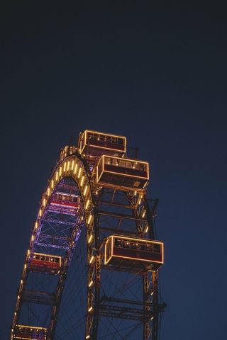 游乐园、建筑、商业、嘉年华、城市、夜晚、游乐场、摩天轮