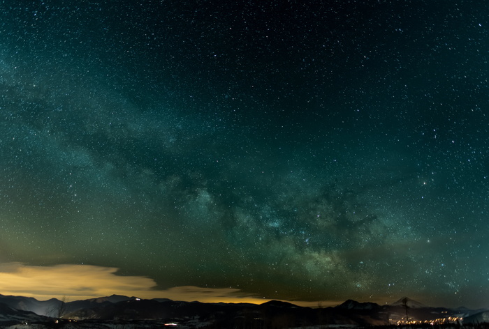 低，光摄影，星空，云，天空，山，夜，星星