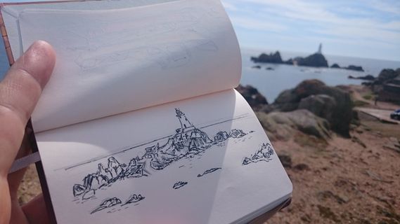 sketchbook，sketch，lighthouse la corbière，jersey，创造力，艺术和工艺，绘画-艺术产品，绘画-活动