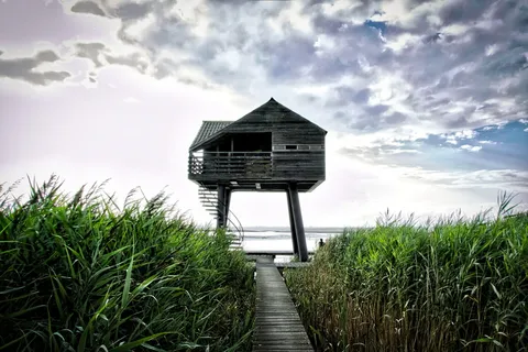 kiekkaaste, de Dollard, 格罗宁根, 自然, 水, 了望塔, 观鸟, 云 kiekkaaste, de Dollard, 格罗宁根, 自然, 水, 了望塔, 观鸟, 云