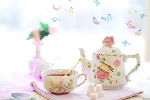茶,茶壶,茶杯,蝴蝶,春天,美丽,饮料,茶杯 茶,茶壶,茶杯,蝴蝶,春天,美丽,饮料,茶杯