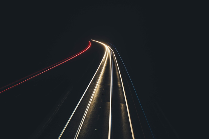 夜, 黑暗, 光, 路, 公路, 光迹, 议案, 交通