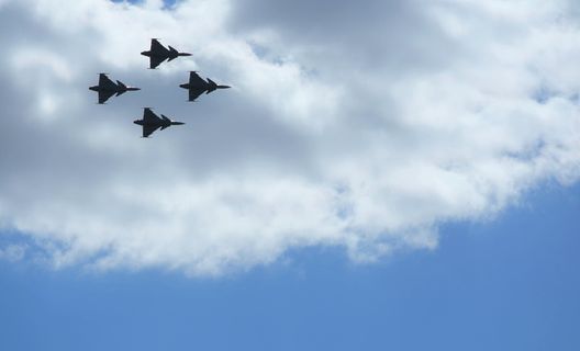 飞机，jas，空军，显示器，萨博，云，希美尔，剪影