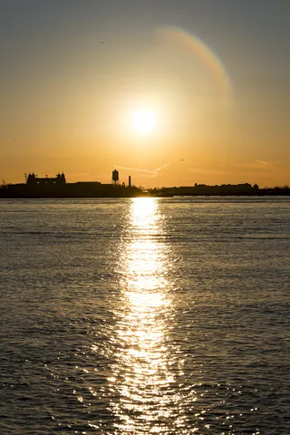 纽约，日落，黄昏，曼哈顿，天空，水，自然之美，倒影