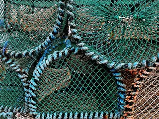 堆积式捕蟹网的平面摄影