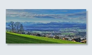 景观，瑞士，高山，草甸，树木，山脉，雪，顶峰