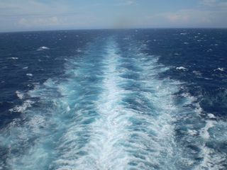 船尾流，尾流，海，蓝色，自然，波浪，水，夏天