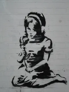 坐,地板画,孩子,女孩,黑白,坐,壁画,沉思 坐,地板画,孩子,女孩,黑白,坐,壁画,沉思