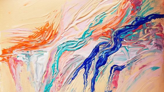 油漆, 丙烯酸涂料, 抹刀技术, 创意, 多色, 全画幅, 背景, 摘要