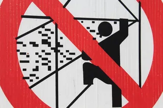 安全、卡特尔、禁令、工作安全、脚手架、红色、标志、黑色