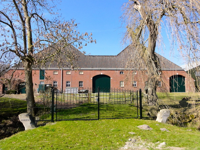 doodstil，groningen，农舍，庭院，正面，栅栏，门，正面