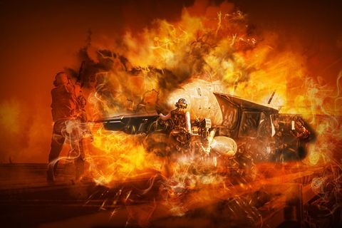 飞机，喷气式飞机，军用，f-18，超级大黄蜂，航空母舰，发射，飞行