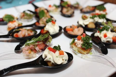 开胃菜，已供应，黑色，汤匙，手指食品，自助餐，冷餐，冷餐自助餐