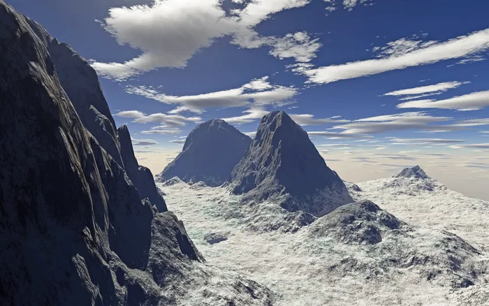 山，登山，攀登，攀登者，云，蓝天，雪，自然