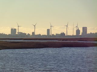 大西洋城、城镇、海岸、燃料和发电、涡轮机、风力涡轮机、可再生能源、风力发电