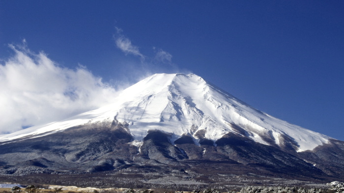 雪，有盖，蓝色，天空，富士，山，日本，天空，风景