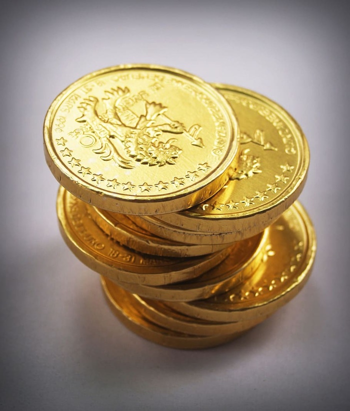 圆形金色硬币，硬币，黄金，现金，孤立，塔，经济，利率