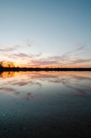 美国，杜斯曼，渥太华湖休闲区，海岸，水，日落，色彩，倒影
