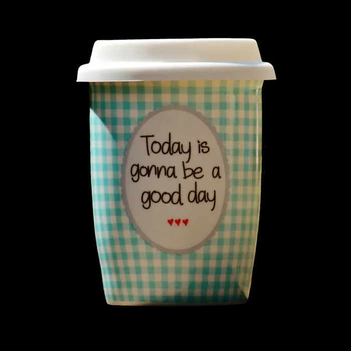 白色，蓝色，格子，不倒翁，今天，要，很好，日间印花