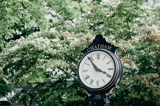 树木旁的查勒姆街时钟