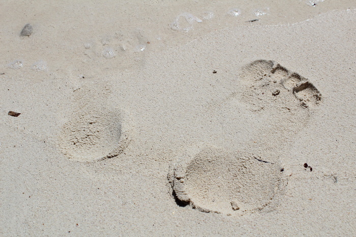 巴哈马、海滩、沙滩、脚印、水、脚、标记、土地
