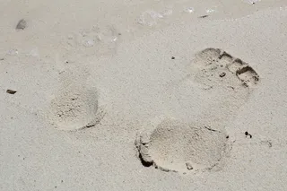 巴哈马、海滩、沙滩、脚印、水、脚、标记、土地