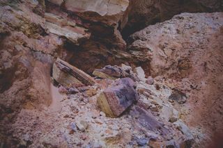 美国，伦普金，普罗维登斯峡谷州立公园，泥土，沙子，泥土，粘土，地层