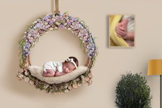 bebe，场景，集合，新生儿，纯真，婴儿，琳达，女孩